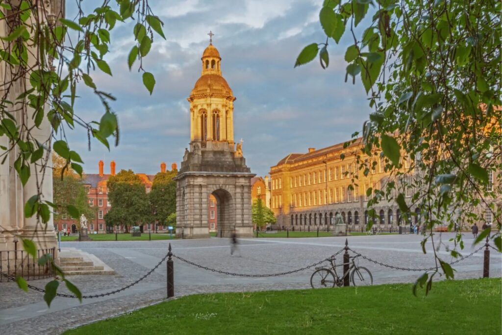 Trinity College Summer Stay with historic Campanile and courtyard view